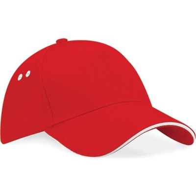 Beechfield Ultimate 5 Panel so šiltom Sandwich ČERVENÁ/BIELA
