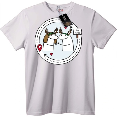 NOONEBRAND Тениска Северен полюс с елени и снежни човеци - 2XL, White