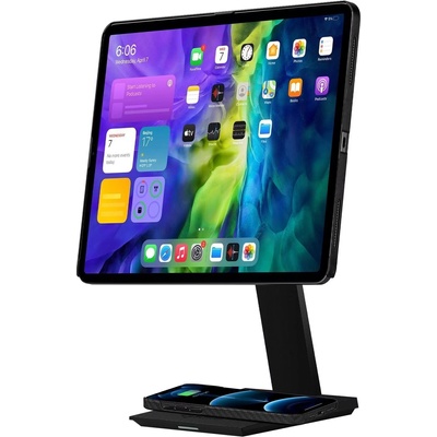 Pitaka MagEZ Tablet Stand and Wireless Charger - изключително здрава настолна поставка с магнит за iPad и други таблети и пад за безжично зареждане на Qi съвместими устройства (черен)