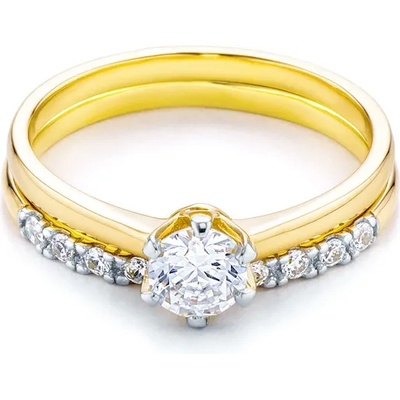 SAVICKI Годежен пръстен със страничен камък: два цвята злато. кубичен цирконий