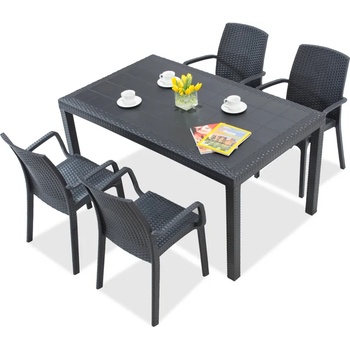 BICA Комплект техноратанови мебели Houston / Indiana антрацит за 4 души Bica (BC9094NT-4x9093ANT)