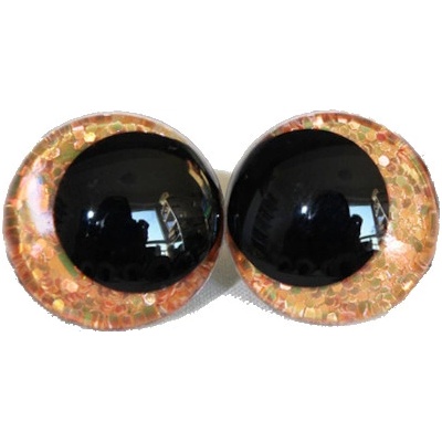 Oči bezpečnostní třpytivé šilhavé - 14mm, oranžová