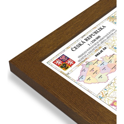 Excart Maps ČR - nástěnná mapa PSČ 135 x 90 cm Varianta: mapa v dřevěném rámu, Provedení: Pegi tmavý ořech