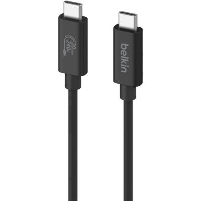 Belkin Connect USB4 USB-C to USB-C Cable 240W - здрав USB4 кабел с въжена оплетка за устройства с USB-C порт (200 см) (черен)