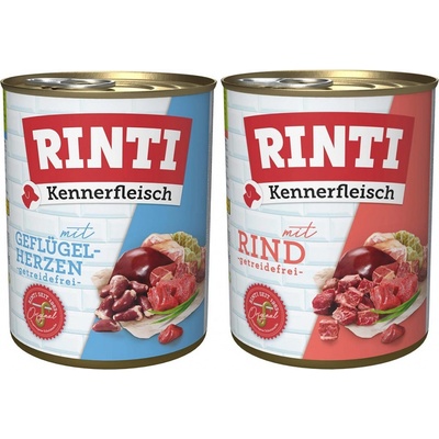 Rinti Kennerfleisch mix hovězí a drůbeží srdce 24 x 800 g