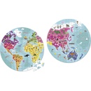 Puzzle Janod obojstranné Zemeguľa v okrúhlom kufríku 208 dielov