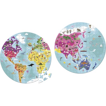 Janod obojstranné Zemeguľa v okrúhlom kufríku 208 dielov