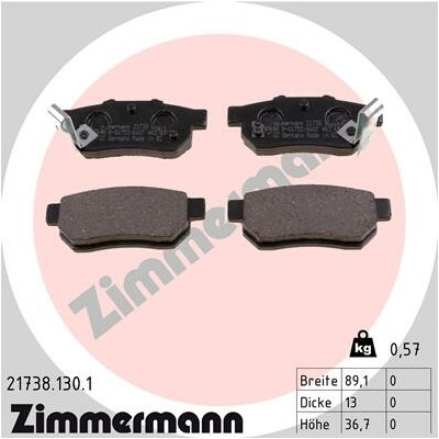 Sada brzdových destiček, vždy 4 kusy v sadě ZIMMERMANN 21738.130.1 (217381301)