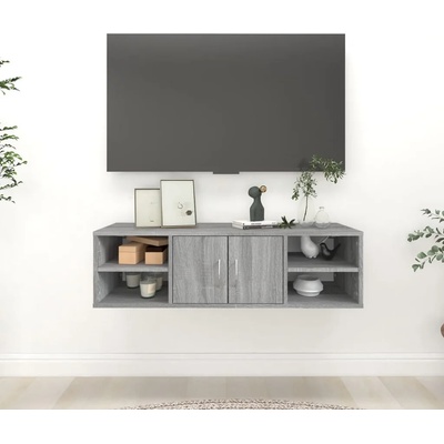 vidaXL Стенен рафт, сив сонома, 102x30x29 см, инженерно дърво (826364)