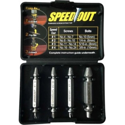 Speed Out - vytahovač stržených šroubů a vrutů - sada 4 velikostí