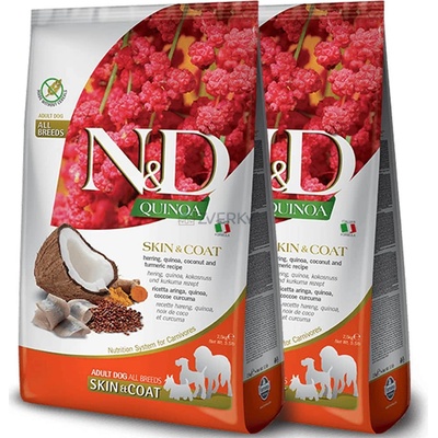 N&D Quinoa Grain Free Skin & Coat Adult Dog Herring 2 x 7 kg