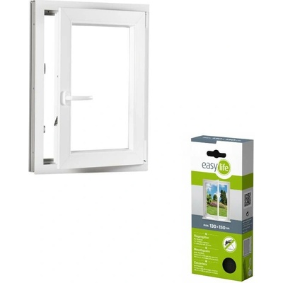 Okna Hned Sada plastové okno 800 x 1200 mm pravé, otevíravé i sklopné, bíle + síť proti hmyzu
