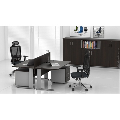 NABYTOK-DIZAJNOVY.SK ZEP 2.6 07 Zostava kancelárskeho nábytku Komfort 2.6 gaštan / sivá