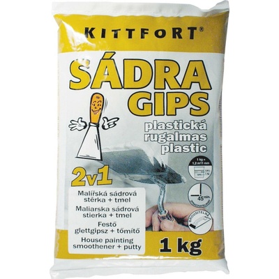 Kittfort Sádra Gips plastická 2v1 malířská sádrová stěrka + tmel 1 kg