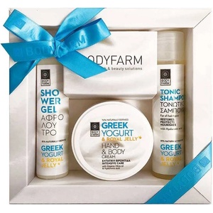 Bodyfarm Комплект Greek Yogurt & Royal Jelly - Душ гел, Крем и Шампоан, 3 х 50 ml - ozone