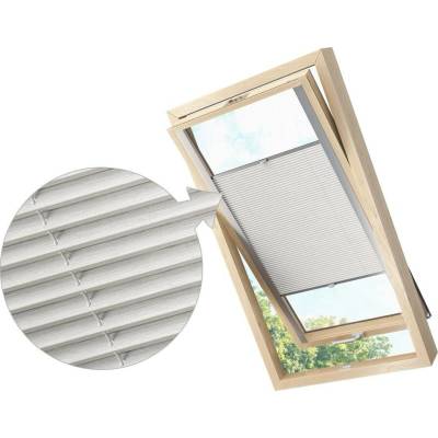 Zebra-shop Zastiňující roleta Plissé pro střešní okno Bílo Šedý melír PD304 Velux M04 stříbrná
