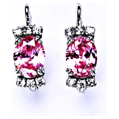 Čištín Zlaté náušnice , pink zirkon , bílé i žluté zlato - VE 23 pink