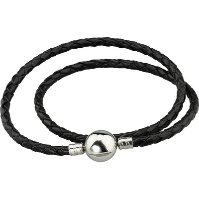 Linda's Jewelry Kožený Dvojitý Černý Chirurgická ocel INR089