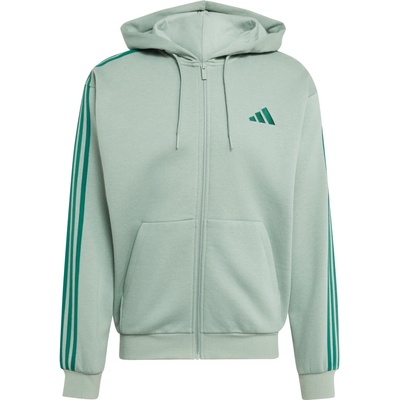 Adidas Мъжки суичър adidas Essentials 3-Stripes Fleece Full-Zip Hoodie - Silver Green / Collegiate Green - размер XXL (017-4665-0215)
