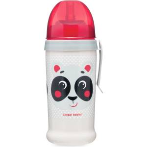 Canpol babies Преходна чаша със сламка Canpol - Hello Little, 350 ml, Бежова (56/510_bei)