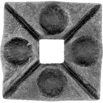 PSG Rozeta pre kovaný plot, bránu, zábradlie a mreže 44.004, 70x70 x 8 mm, otvor 21x21 mm