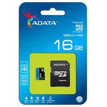 ADATA microSDHC 16GB class 10 + adapter AUSDH16GUICL10-RA1