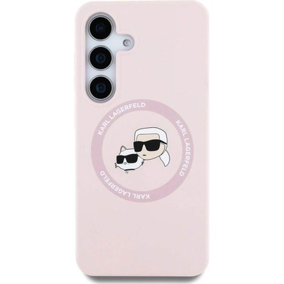 KARL LAGERFELD MagSafe Калъф за Samsung S25, Karl Lagerfeld Silicone Double Heads Case, Розов (KLHMS25SSKCHTCP)