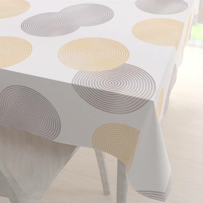 Biante Sametový ubrus Tamara TMR-023 Žluté a šedé designové kruhy na smetanovém 120x140 cm