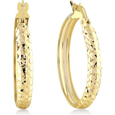 Lillian Vassago zlaté náušnice geometrické tvary s gravírom zapínanie kreole LLV06-GER061