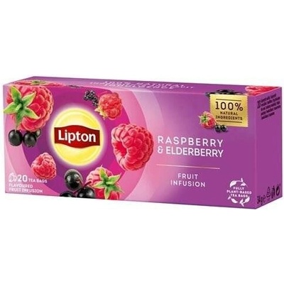 Lipton ovocný čaj Malina a černý bez 20 sáčků 34 g
