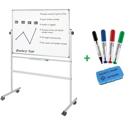 Supraviz Magnetická tabule oboustranná mobilní 180x120 cm