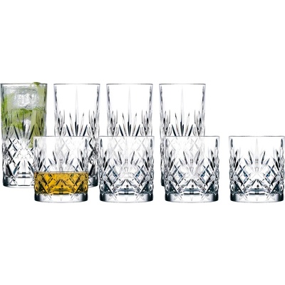 LyngbyGlas Melodia Чаши за уиски и коктейли 310 + 360 мл, 8 части (36058)