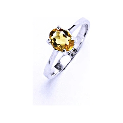 Čištín stříbrný přírodní citrín pálený prstýnek T 1246