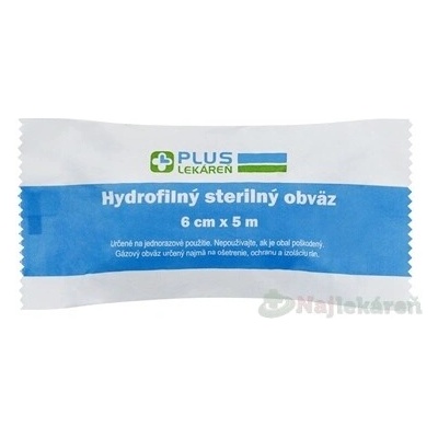 PLUS Lekáreň Hydrofilný sterilný obväz 6 x 5 m 1 ks