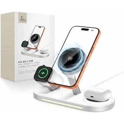 Tech-Protect Безжично магнитно зарядно TECH-PROTECT A51 ARCTICBOOST 3в1 MagSafe 25W QI2.2 бяло