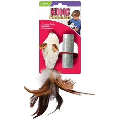 KONG Cat Mouse - Забавна котешка играчка - мишка с пълнител коча билка стимулиращ играта