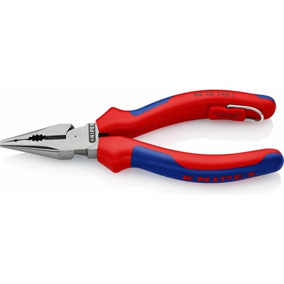 KNIPEX 08 22 145 T Kombinované úzké ploché kleště s vícesložkovými návleky, s integrovaným připevňovacím okem pro připevnění pojistky proti upadnutí atramentované na černo 145 mm