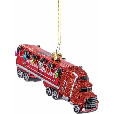Sass & Belle Sklenená ručne vyrobená vianočná ozdoba 4,5 cm Red Truck