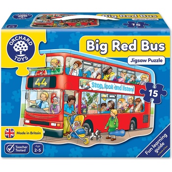 Orchard Toys Детски пъзел Orchard Toys - Големият червен автобус, 15 части (OR249)