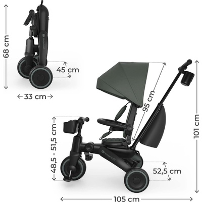 KinderKraft JAZZ 3 сгъваема триколка ЗЕЛЕНА (KRJAZZ03GRE0000)