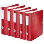 Leitz quality folder 180° Active WOW, pack of 5, A4, wide, rounded spine, 8.2 cm wide, elastic band closure, water- and dirt-repellent polyfoam, with inner pockets, WOW series, red, 11060026 - 11060026-5