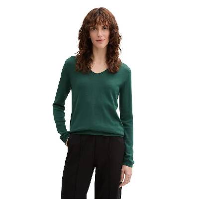 Блуза Tom tailor Front Logo Coin v neck sweater - Green (Explorer Green)