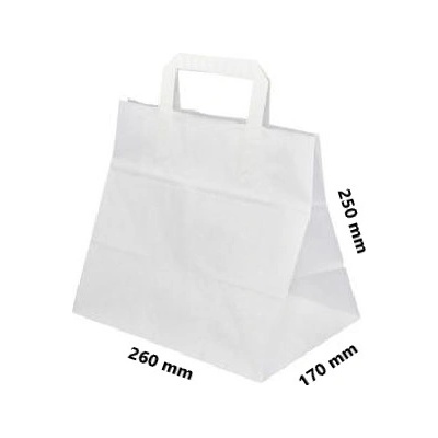 Papírová taška 26x17x25 Takeaway nosnost 5 kg cena za: Svazek 25 ks tašek, Barva: Bílá