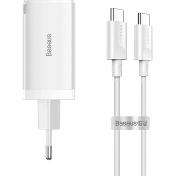 Baseus Мрежово зарядно устройство Baseus GaN5 Pro Fast, 65W, С PD кабел, Бял - 40410 (40410)