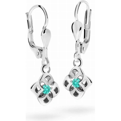 Danfil dětské náušnice C2258 z bílého zlata s kamínkem Mint Green zapínání klapka