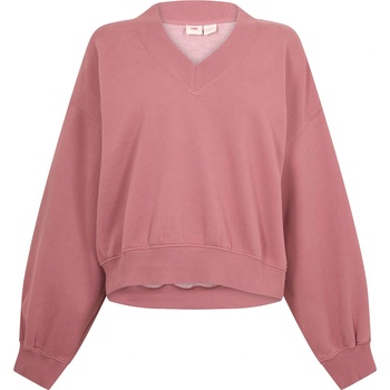 Levi's Поларена блуза LEVIS Women's V-Neck Fleece Crew Sweatshirt - Crushed Berry
