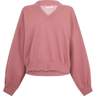 Levi's Поларена блуза LEVIS Women's V-Neck Fleece Crew Sweatshirt - Crushed Berry