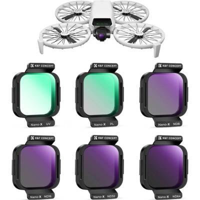 K&F Concept 6-Piece Filter Kit for DJI Flip (UV, CPL, ND8, ND16, ND32, ND64)