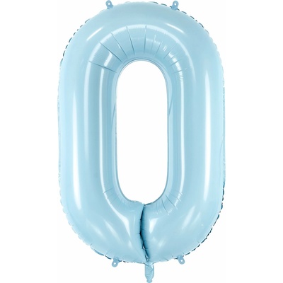 PartyDeco Fóliový balón číslo 0, 86cm light blue