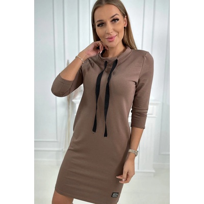 Fashionweek stylově pohodlné šaty s kapsami K9438 Mocca